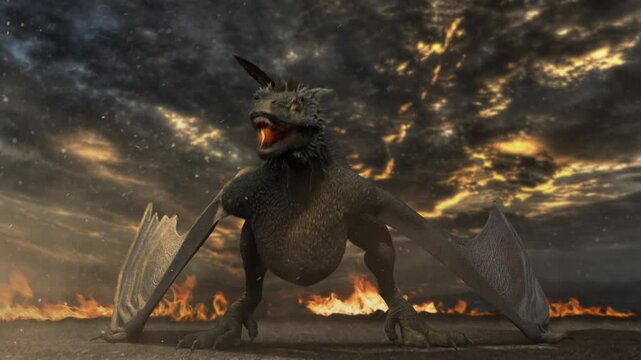 3D Fire dragon breath animation. 3D Attack. 3D Monster Dragon Mythology.  Dragon flame logo