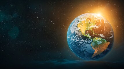 Fototapeta premium The first panel depicts Earth fully illuminated, showcasing its vibrant continents and vast oceans under the bright glow of the sun.