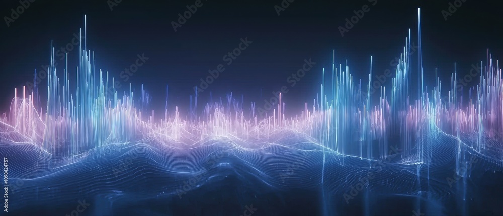 Poster pulsing waveforms blending between sharp edges and softness in modern art urban gallery digital inst