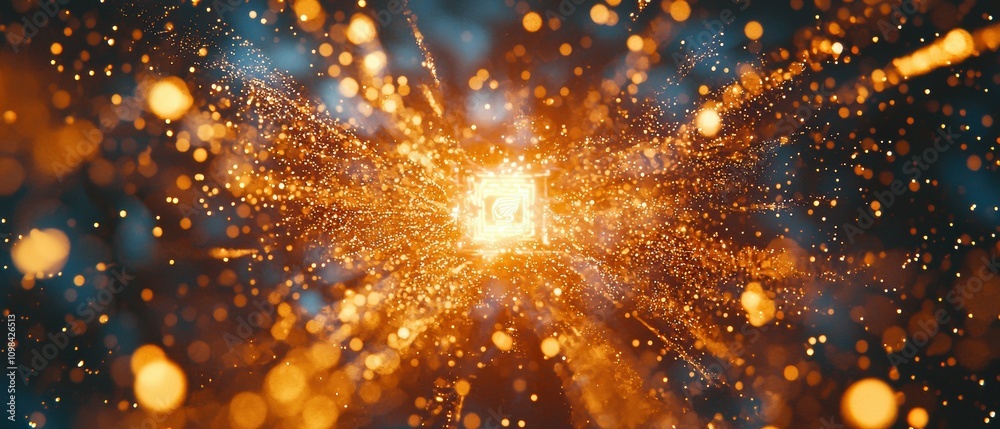 Poster revolutionary ai-powered processor chip emitting energy pulses in advanced tech environments enhanci