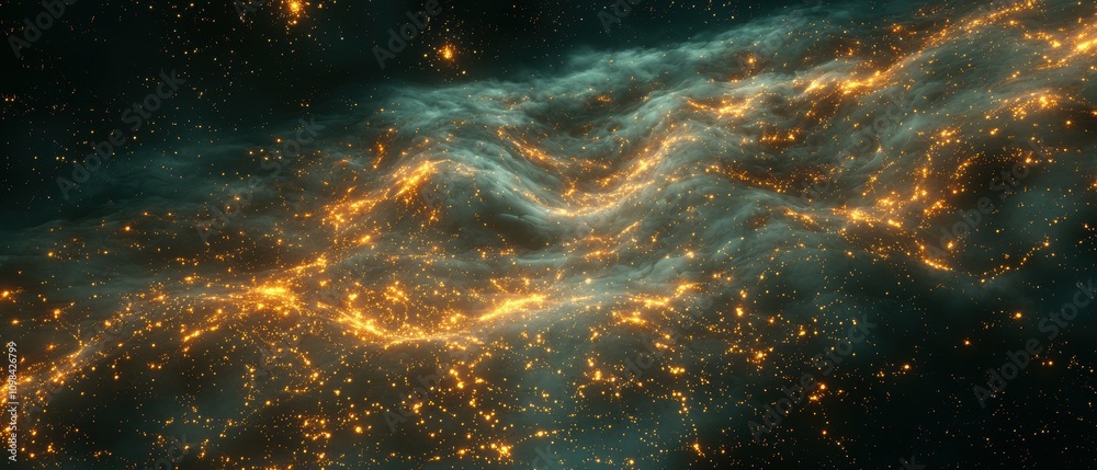 Poster exploring the boundless digital neural network across infinite space a futuristic journey in technol