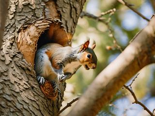 Fototapeta premium squirrel on tree