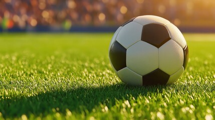 Fototapeta premium Evening Football Kick on Field with Roaring Crowd