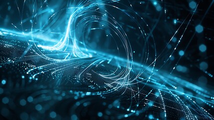 Abstract Digital Network with Glowing Lines