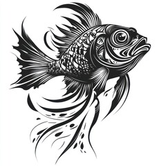 Fototapeta premium Ornate Black And White Fish Design Illustration