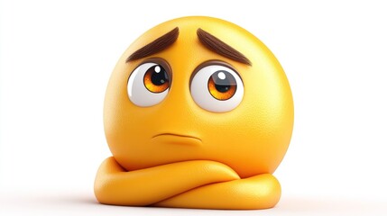Sad Egg Emoji Character Sitting With Arms Crossed