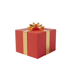 Obraz premium Red Gift Box with Golden Ribbon