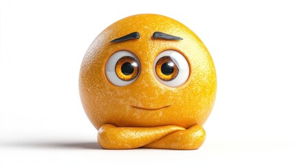Orange Egg Character With Arms Crossed Sitting