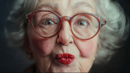 grandmother sending a kiss to the camera