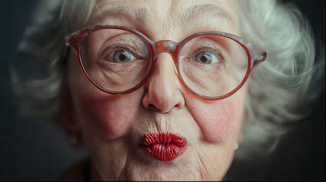 grandmother sending a kiss to the camera