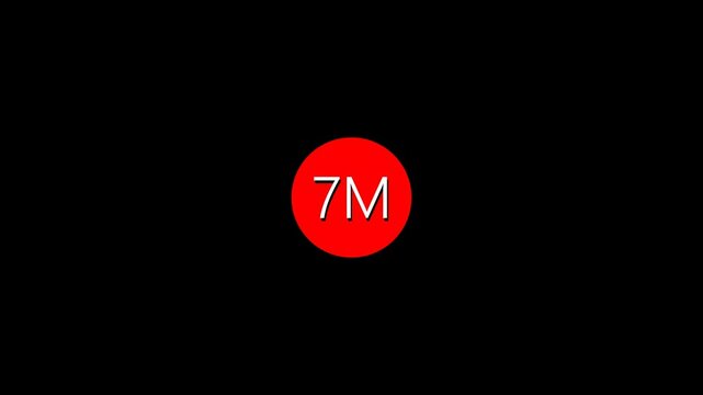 7m text front animation on isolated black background. Think you drop shadow on the 7m followers numbers.
