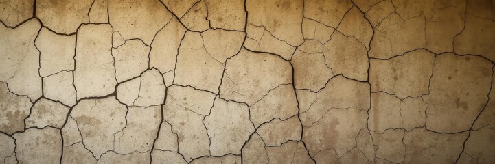 Obraz premium Cracked and grungy old wall covered in dirt and peeling paint, grunge, textured