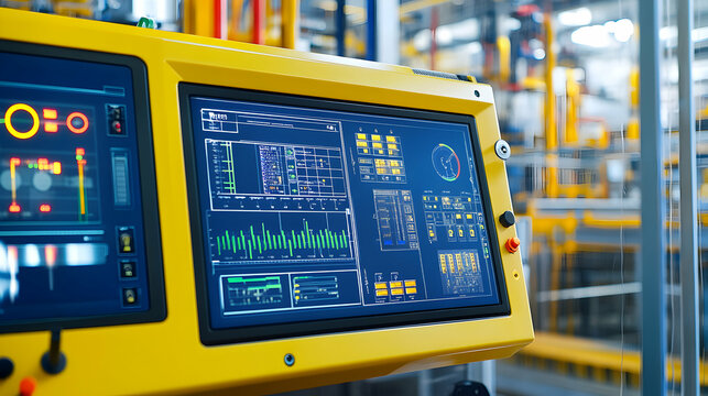 Industrial Control Panel Displays Real-time Data in Factory