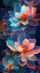 Fototapeta premium Vibrant colorful lotus flowers illustration