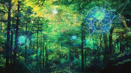 Vibrant forest digital artwork abstract