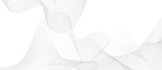 Abstract grey wave lines on transparent background. curved wavy lines tech futuristic motion background. dynamic abstract line waving loop line. Futuristic technology concept. Vector illustration.
