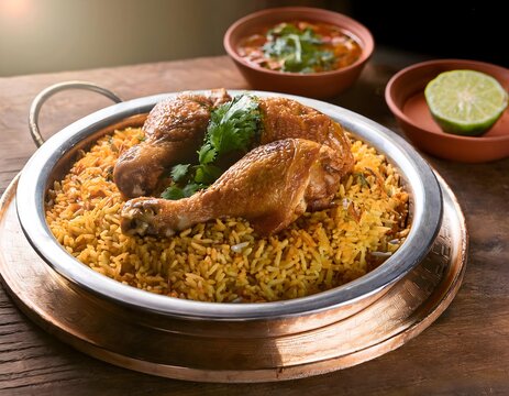 Chicken kabsa - homemade arabian rice, Saudi food.