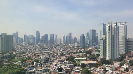 Obraz premium Jakarta, Indonesia – November 24, 2024: A cityscape view of Indonesia capital city Jakarta
