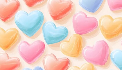 Obraz premium A bright and seamless illustration of pastel colored hearts