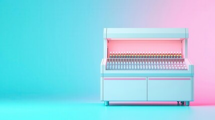 Drug blister packaging machine, advanced pharmacy blueprint, futuristic design, 3D illustration