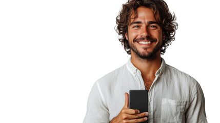 Fototapeta premium person with mobile phone isolated on white background