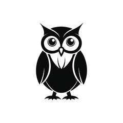 Majestic  Owl Silhouette Vector for Elegant Design on White Background. 