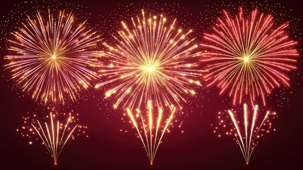 Fototapeta premium Colorful Fireworks Display Over Dark Sky for Celebration Events