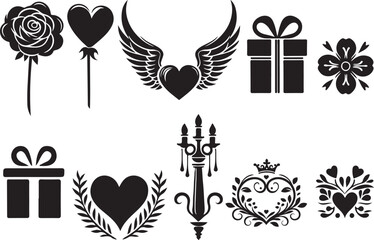 Happy New Year Valentine Day element silhouette vactor design.