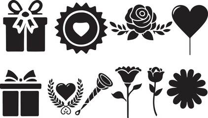 Happy New Year Valentine Day element silhouette vactor design.