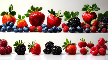 Vibrant Berry Collection. Strawberries, Raspberries, and Blackberries