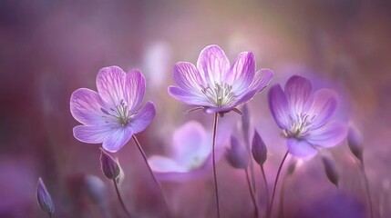 Fototapeta premium Delicate Purple Flowers in Soft Focus with Dreamy Background