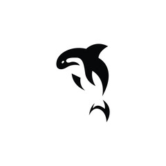 Creative orca or whale silhouette icon vector art illustration.
