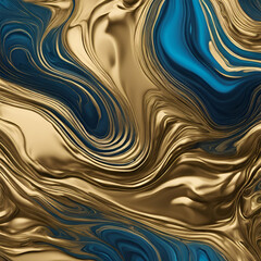 A luxurious abstract background featuring flowing gold and blue swirls, evoking a sense of elegance and sophistication, ideal for modern designs and artistic projects.