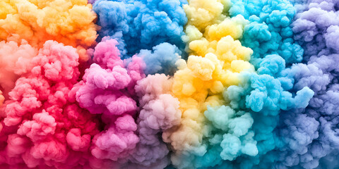 Fototapeta premium Vibrant Rainbow Colored Smoke Plumes Abstract Background Image