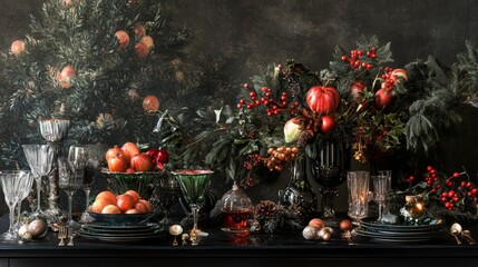 christmas table decoration concept