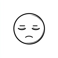 Obraz premium Sad Face Icon Simple Line Art Design