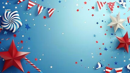 Fototapeta premium A colorful background with patriotic pinwheels and banners