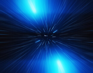 Fototapeta premium High speed of light. Radial motion blur neon colors abstract rough background. Illustration of high speed concept. Motion light trails with grain film noise dust effect for banners, posters, covers. 