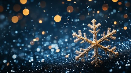 Fototapeta premium Snowflake isolated on black background composition 