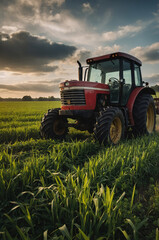 Fototapeta premium Tractor in a field, generative AI