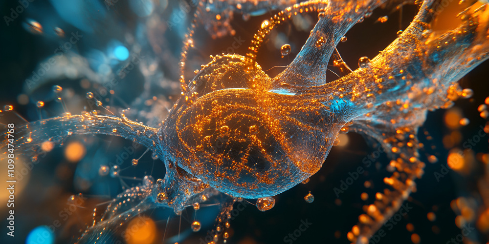 Poster neural network abstract: intricate, glowing neural pathways pulse with vibrant energy in this abstra