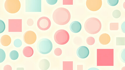 Modern abstract geometric background with circles, rectangles and squares in retro scandinavian style. pastel colored simple shapes graphic pattern. Retro. Illustration