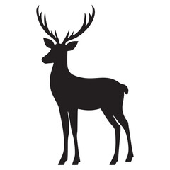 Fototapeta premium Deer Silhouette Vector Illustration, Minimalist Deer Silhouette Icon, Standing Deer Silhouette Vector Art, Deer Head Silhouette Logo Design, Running Deer Silhouette Design.
