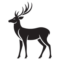 Fototapeta premium Deer Silhouette Vector Illustration, Minimalist Deer Silhouette Icon, Standing Deer Silhouette Vector Art, Deer Head Silhouette Logo Design, Running Deer Silhouette Design.