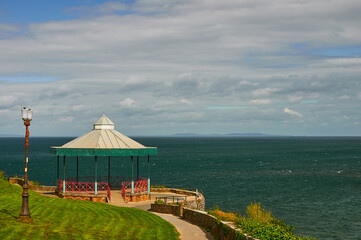  Gazebo on the Seashore, shore, nature, clouds, gazebo, sea.