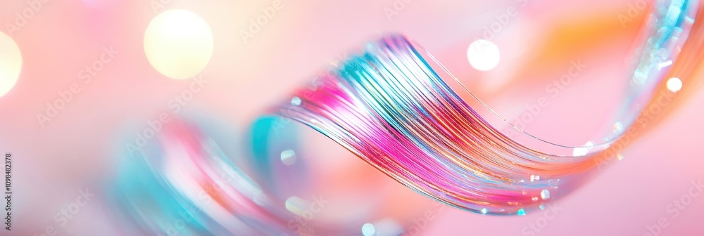 Wall mural Colorful abstract design with flowing shapes and soft bokeh background.