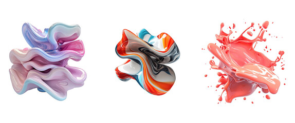 Obraz premium 3D abstract fluid shape. Set of 3d geometric abstract shape.