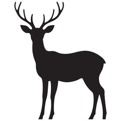 Fototapeta premium Deer Silhouette Vector Illustration, Minimalist Deer Silhouette Icon, Standing Deer Silhouette Vector Art, Deer Head Silhouette Logo Design, Running Deer Silhouette Design.