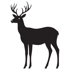 Fototapeta premium Deer Silhouette Vector Illustration, Minimalist Deer Silhouette Icon, Standing Deer Silhouette Vector Art, Deer Head Silhouette Logo Design, Running Deer Silhouette Design.