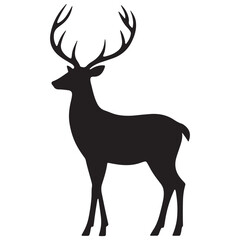 Fototapeta premium Deer Silhouette Vector Illustration, Minimalist Deer Silhouette Icon, Standing Deer Silhouette Vector Art, Deer Head Silhouette Logo Design, Running Deer Silhouette Design.